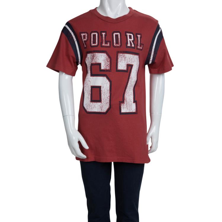 مملوكة مسبقًا Polo By Ralph Lauren Red Printed Crew Neck T-Shirt 8 Yrs