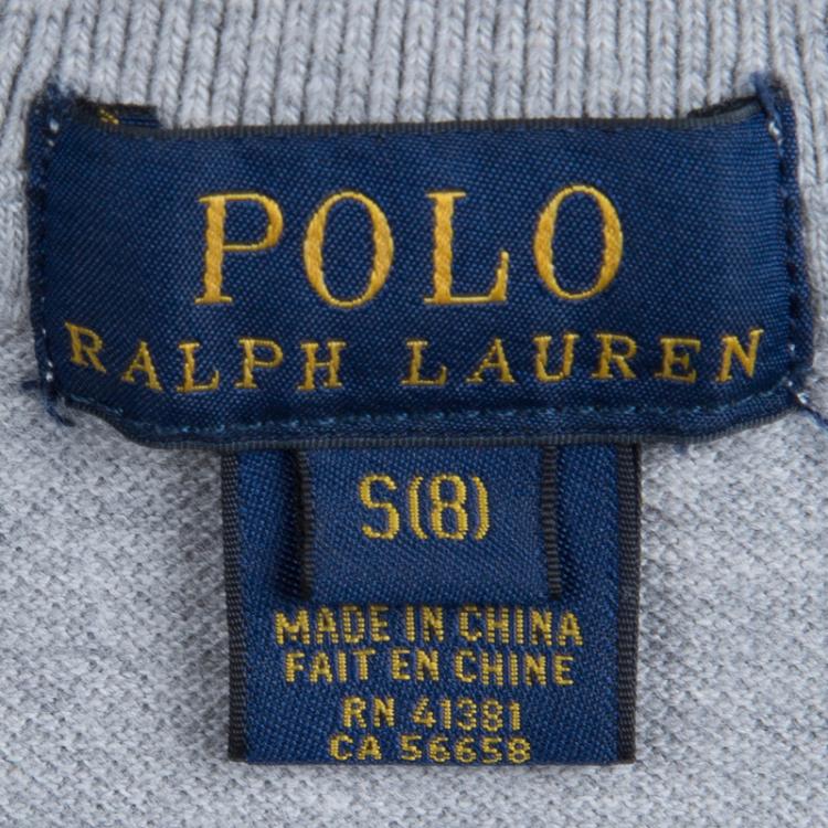 Pre Owned Polo By Ralph Lauren Grey Polo T-Shirt 8 Yrs