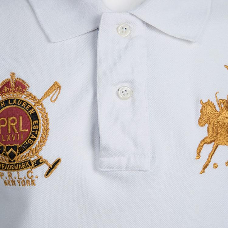Pre Owned Polo By Ralph Lauren White Colorblock Polo T-Shirt 8 Yrs