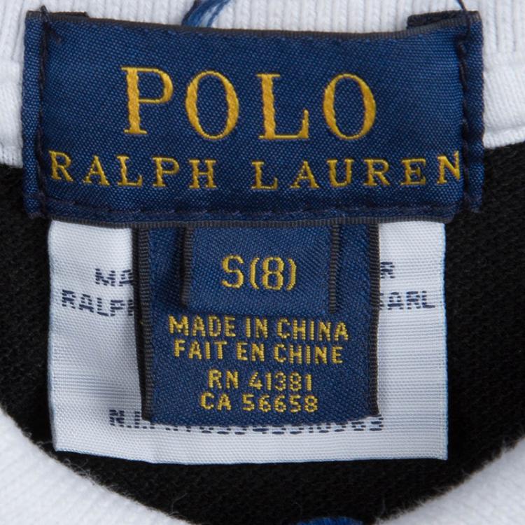 Pre Owned Polo By Ralph Lauren White Colorblock Polo T-Shirt 8 Yrs