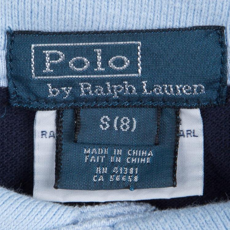 Pre Owned Polo By Ralph Lauren Blue Colorblock Polo T-Shirt 8 Yrs