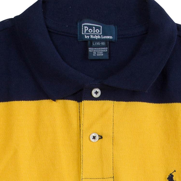 Pre Owned Polo by Ralph Lauren Colorblock Striped Polo T-Shirt 14-16 Yrs