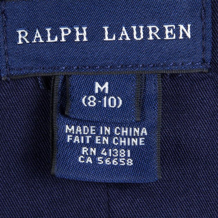 Pre Owned Ralph Lauren Navy Blue Cotton Notched Collar Blazer 8-10 Yrs