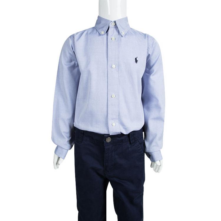 Pre Owned Ralph Lauren Blue Cotton Long Sleeve Buttondown Shirt 7 Yrs