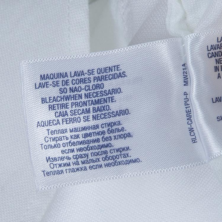 Pre Owned Ralph Lauren White Ruffle Detail Long Sleeve Button Down Cotton Shirt 8 Yrs