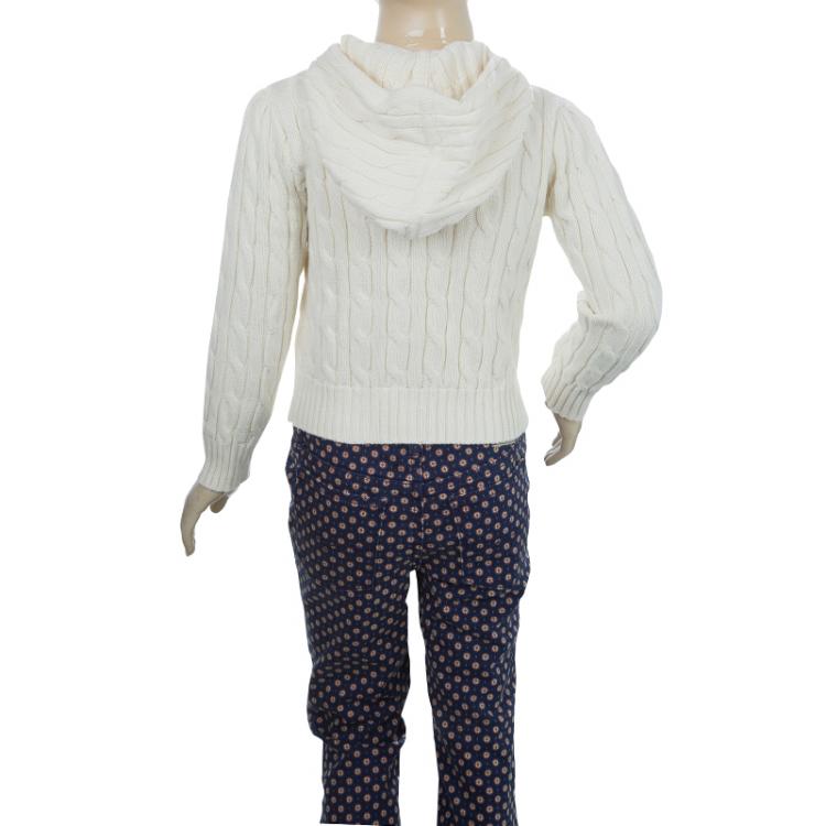 Pre Owned Ralph Lauren White Cable Knit Hoodie 5 Yrs