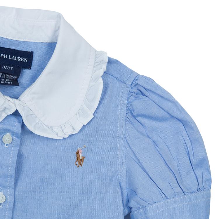 Pre Owned Ralph Lauren Blue Puffed Sleeve Button-Down Shirt 3 Yrs