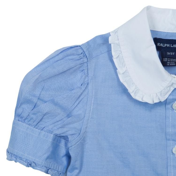 Pre Owned Ralph Lauren Blue Puffed Sleeve Button-Down Shirt 3 Yrs
