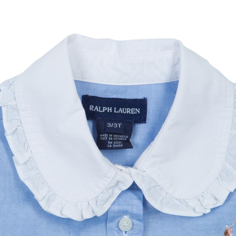 Pre Owned Ralph Lauren Blue Puffed Sleeve Button-Down Shirt 3 Yrs