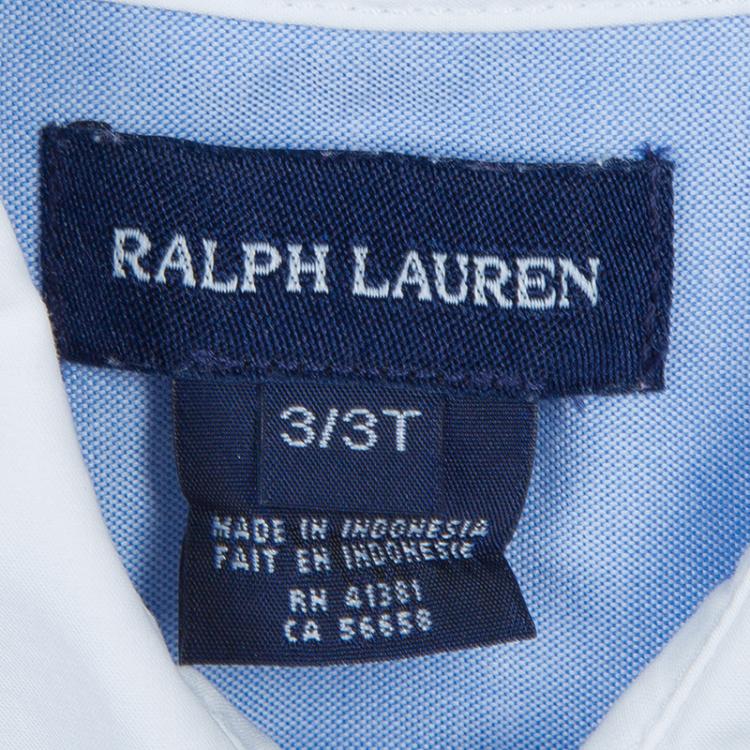 Pre Owned Ralph Lauren Blue Puffed Sleeve Button-Down Shirt 3 Yrs