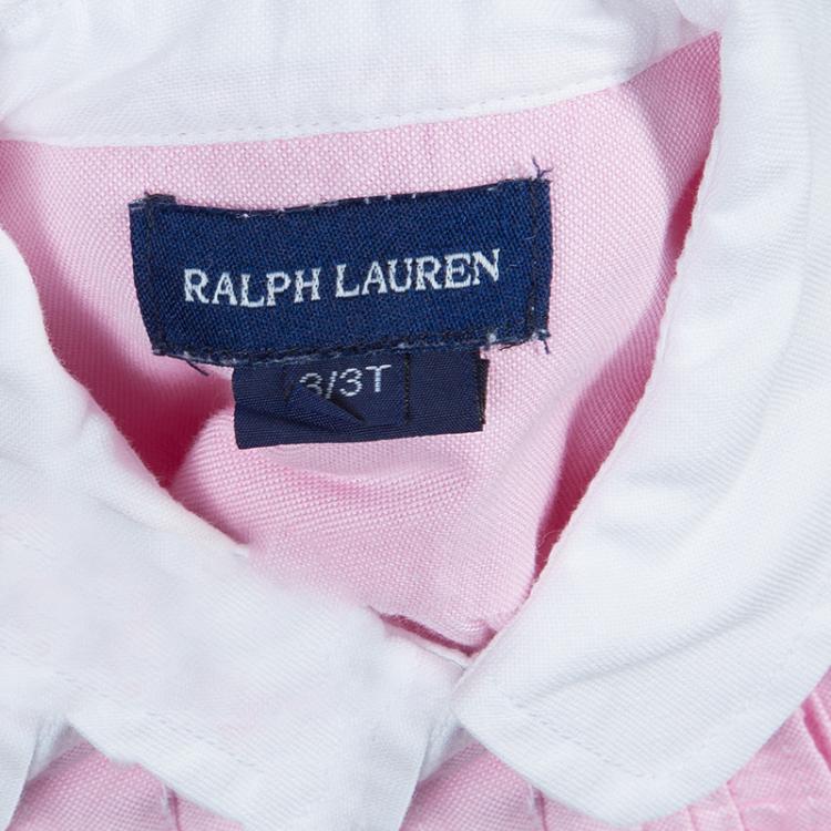 Pre Owned Ralph Lauren Pink Pintuck Detail Puffed Sleeve Dress 3 Yrs