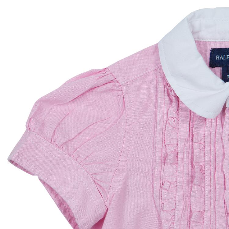 Pre Owned Ralph Lauren Pink Pintuck Detail Puffed Sleeve Dress 2 Yrs