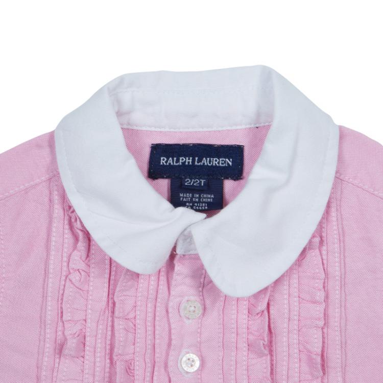 Pre Owned Ralph Lauren Pink Pintuck Detail Puffed Sleeve Dress 2 Yrs