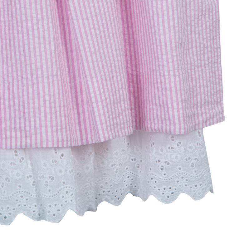 Pre Owned Ralph Lauren Pink Striped Seersucker Sleeveless Bow Detail Dress 2 Yrs