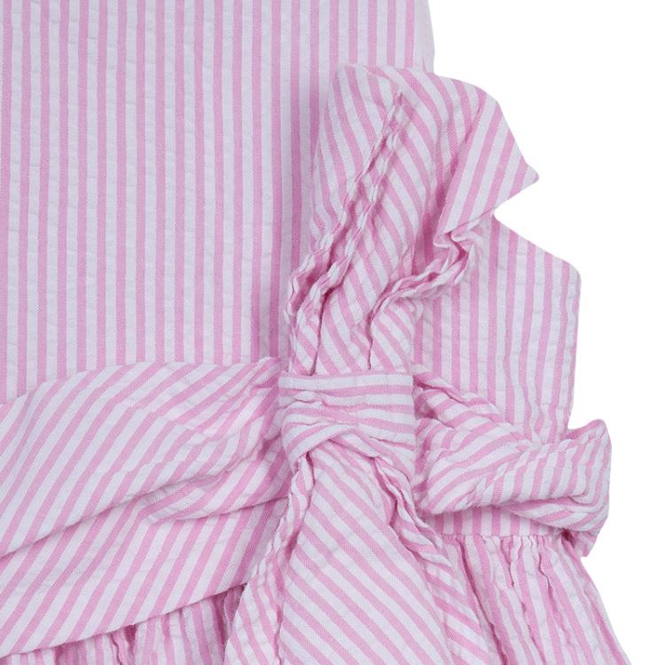 Pre Owned Ralph Lauren Pink Striped Seersucker Sleeveless Bow Detail Dress 2 Yrs