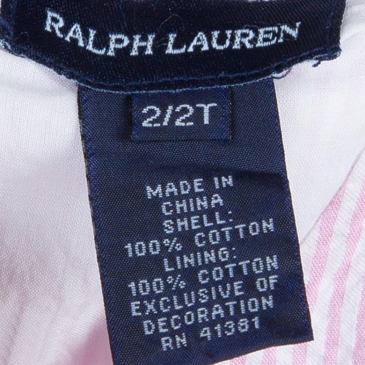 Pre Owned Ralph Lauren Pink Striped Seersucker Sleeveless Bow Detail Dress 2 Yrs