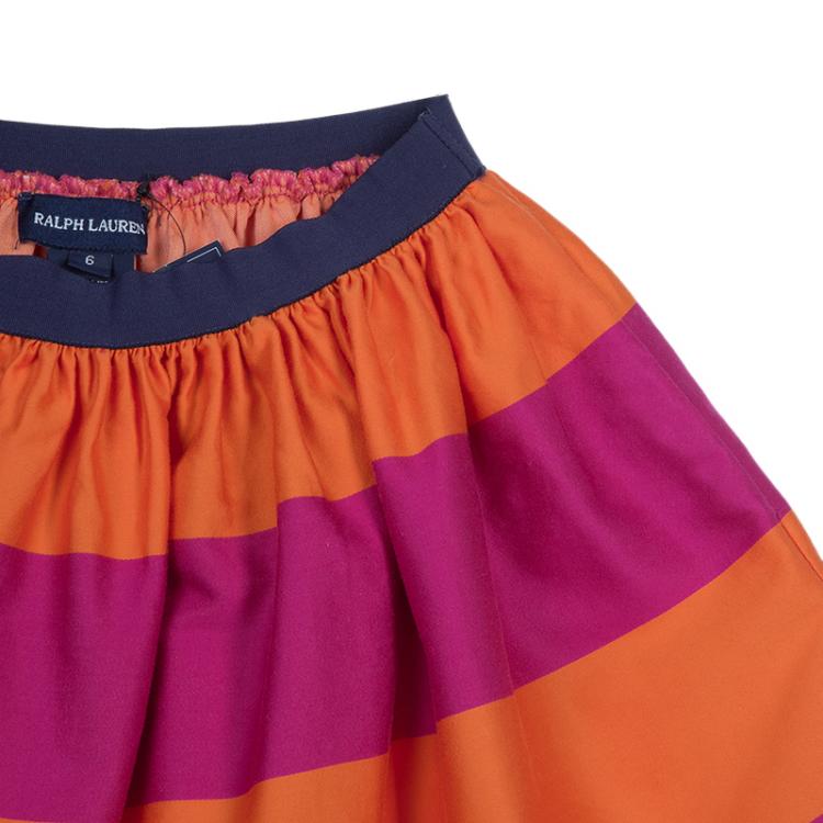 Pre Owned Ralph Lauren Orange and Pink Striped Skirt 6 Yrs