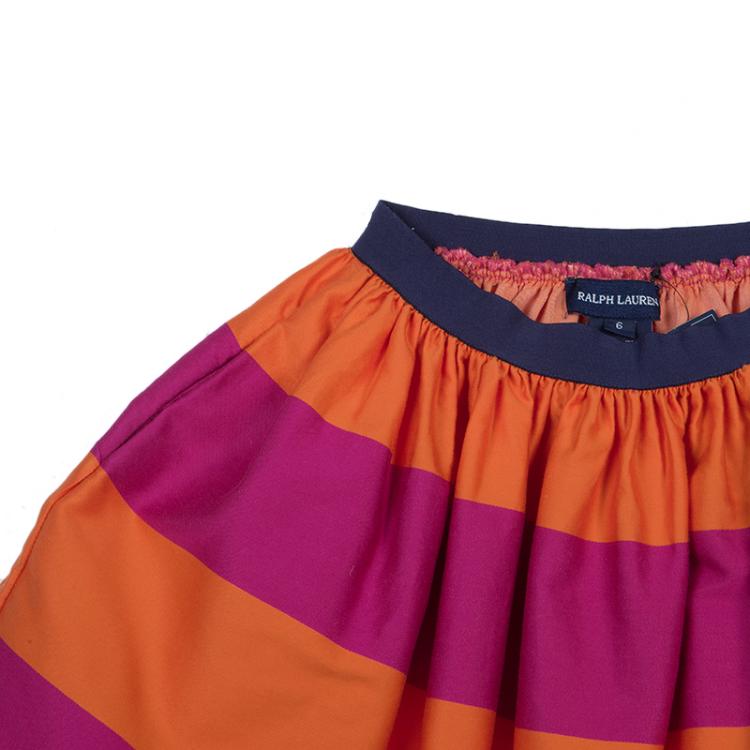 Pre Owned Ralph Lauren Orange and Pink Striped Skirt 6 Yrs