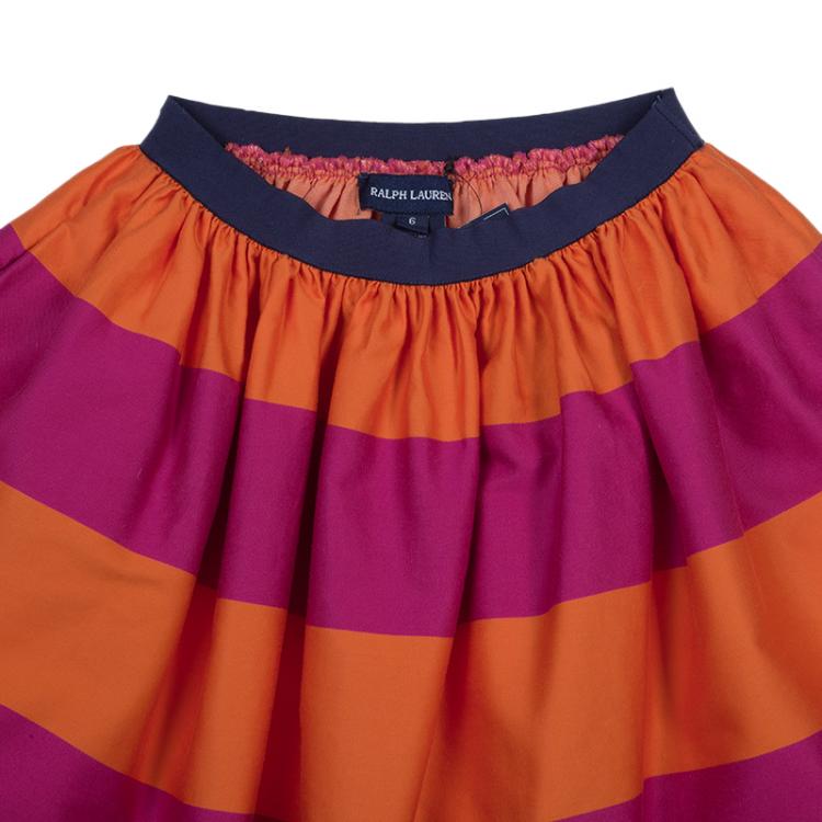 Pre Owned Ralph Lauren Orange and Pink Striped Skirt 6 Yrs