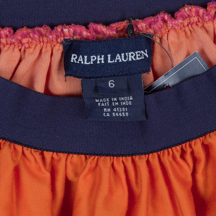 Pre Owned Ralph Lauren Orange and Pink Striped Skirt 6 Yrs
