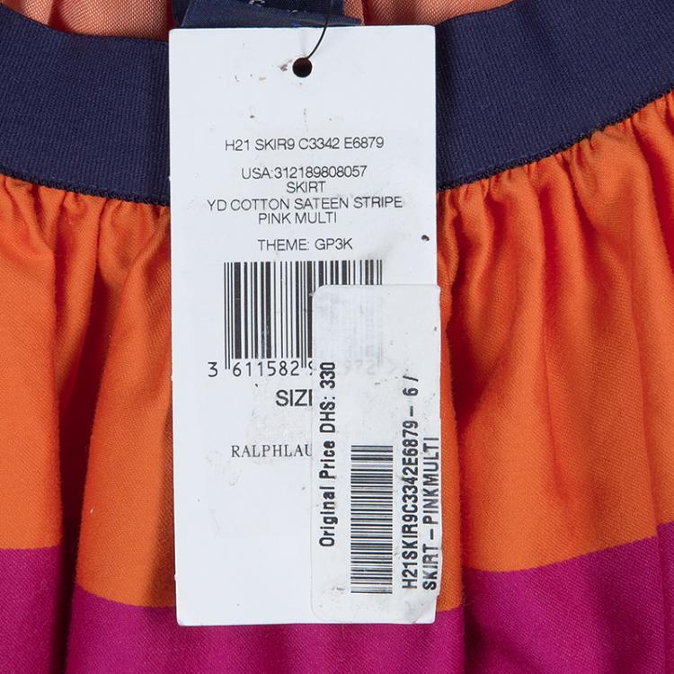 Pre Owned Ralph Lauren Orange and Pink Striped Skirt 6 Yrs