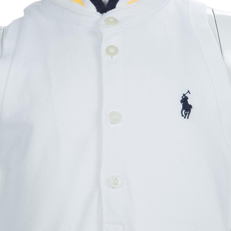 Pre Owned Ralph Lauren White Cotton Sleeveless Polo T-Shirt 4 Yrs