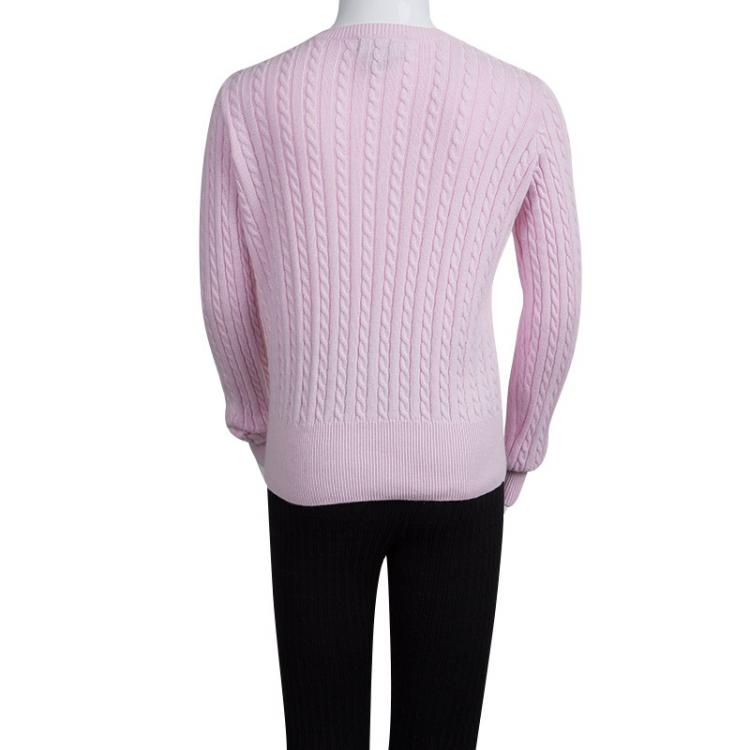 Pre Owned Ralph Lauren Pink Cable Knit Button Front Cardigan 8-10 Yrs