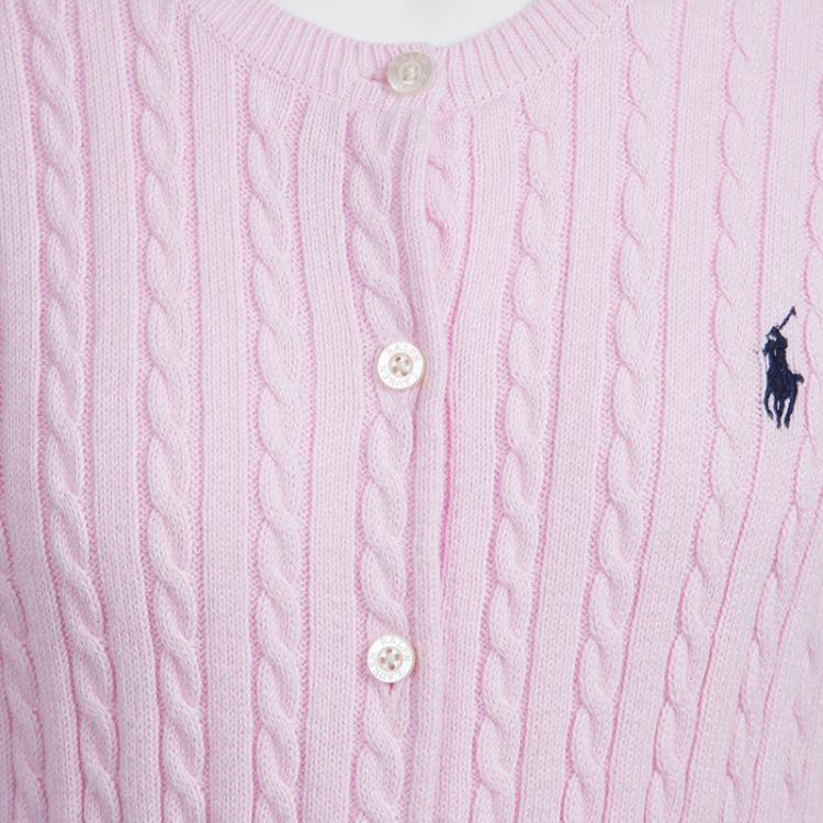 Pre Owned Ralph Lauren Pink Cable Knit Button Front Cardigan 8-10 Yrs