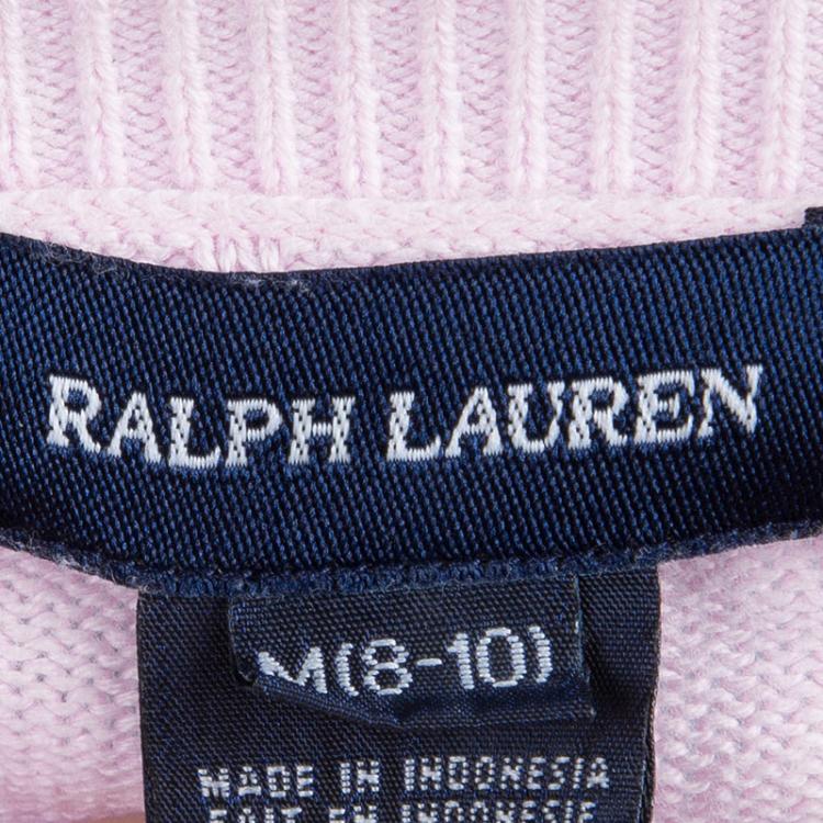 Pre Owned Ralph Lauren Pink Cable Knit Button Front Cardigan 8-10 Yrs