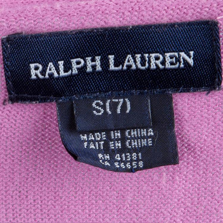 مملوكة مسبقًا Ralph Lauren Pink Knit Button Front Cardigan  7 Yrs
