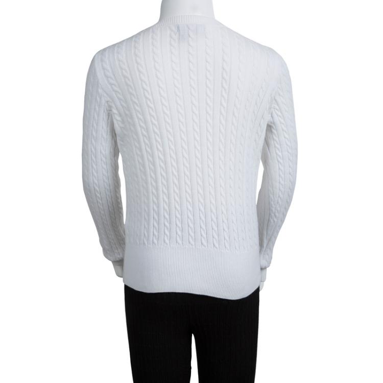 Pre Owned Ralph Lauren White Cable Knit Button Front Cardigan 8-10 Yrs