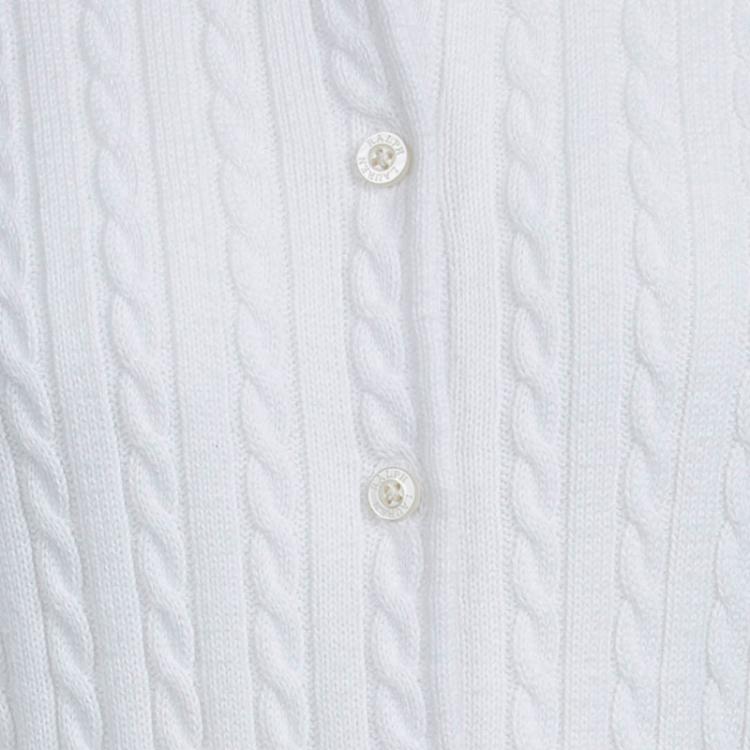 Pre Owned Ralph Lauren White Cable Knit Button Front Cardigan 8-10 Yrs