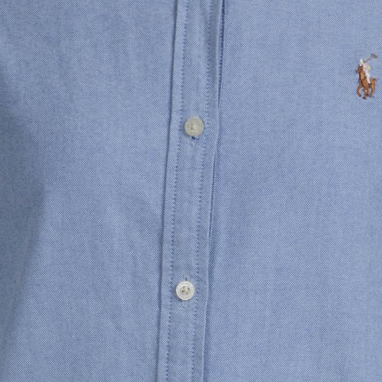 Pre Owned Ralph Lauren Blue Cotton Drop Waist Shirt Dress 7 Yrs