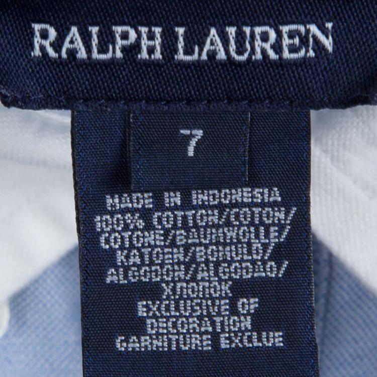 Pre Owned Ralph Lauren Blue Cotton Drop Waist Shirt Dress 7 Yrs