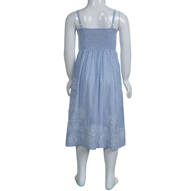 Pre Owned Tommy Hilfiger Blue Striped Cotton Embroidered Smocked Dress 4 Yrs