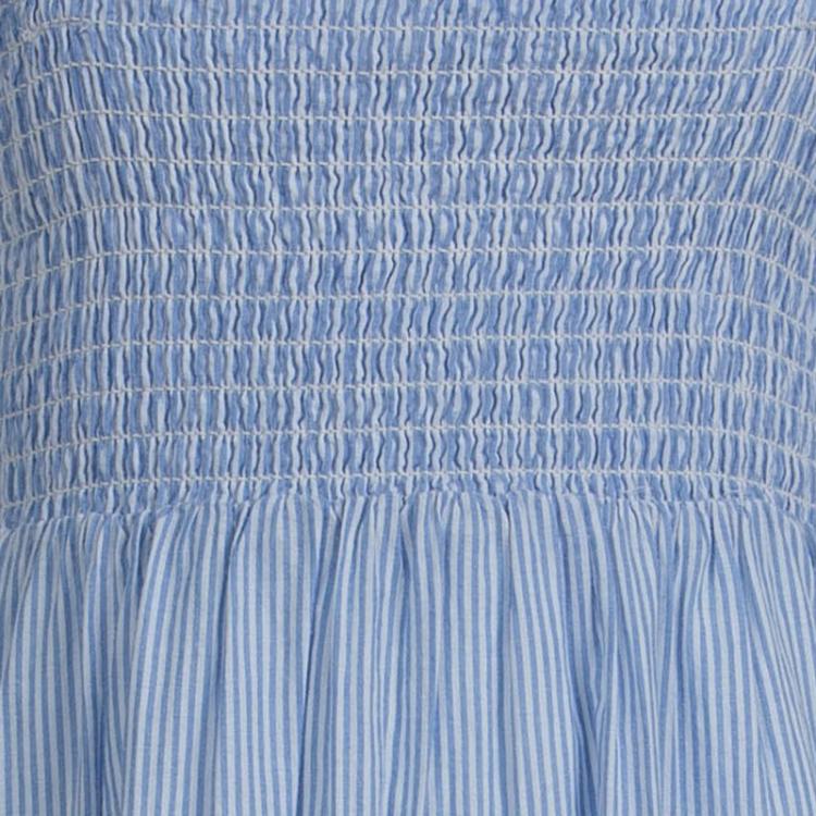 Pre Owned Tommy Hilfiger Blue Striped Cotton Embroidered Smocked Dress 4 Yrs