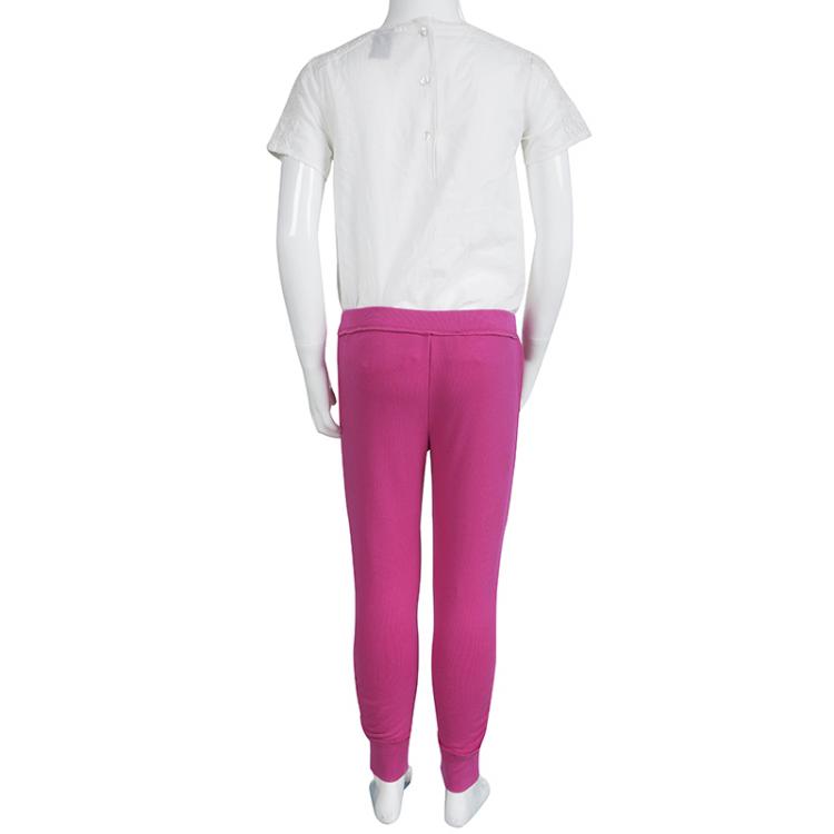 Pre Owned Polo By Ralph Lauren Pink Knit Ruched Jogger Pants 7 Yrs