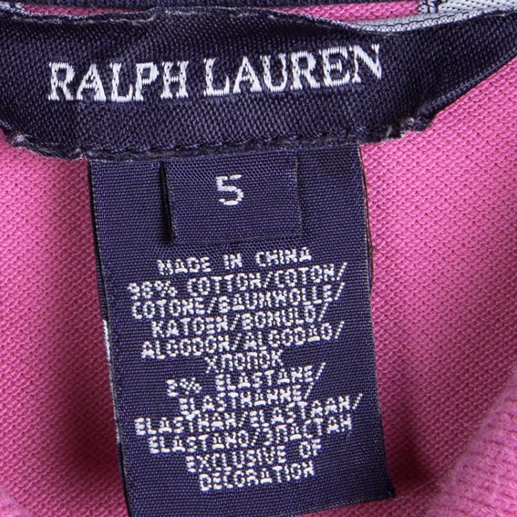 Pre Owned Ralph Lauren Pink Short Sleeve Polo T-Shirt 5 Yrs