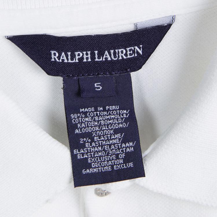 Pre Owned Ralph Lauren White Short Sleeve Polo T-Shirt 5 Yrs