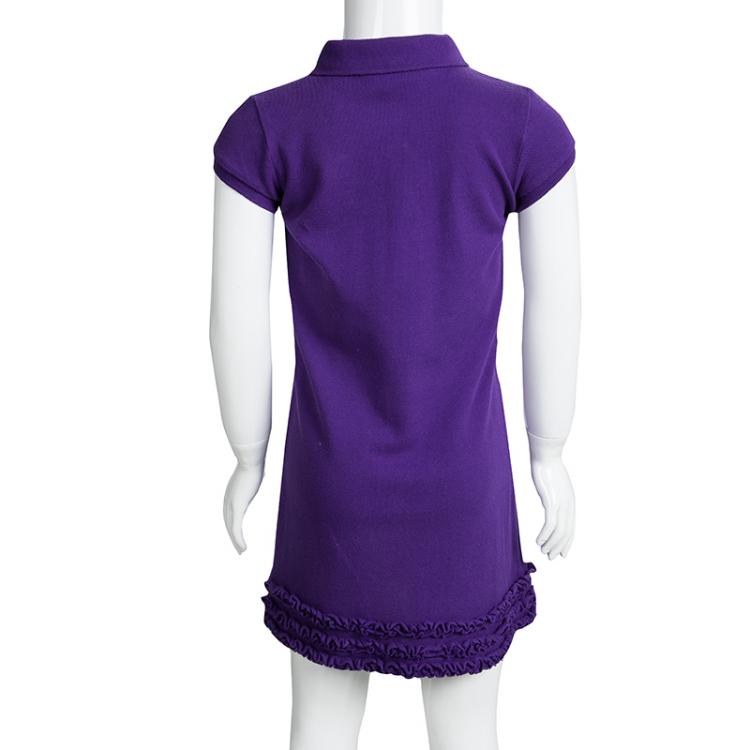 Pre Owned Ralph Lauren Purple Ruffle Bottom Polo T-Shirt Dress 5 Yrs