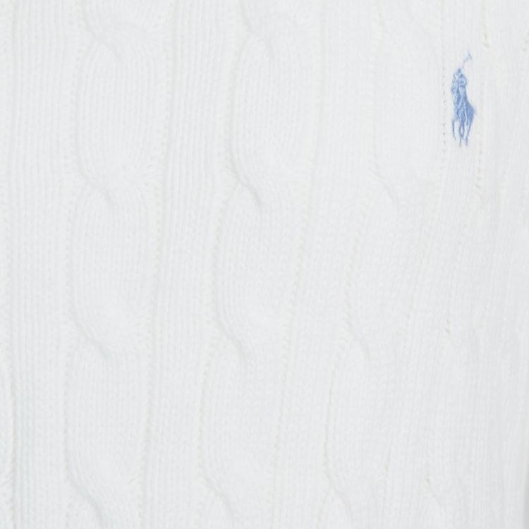 Pre Owned Polo By Ralph Lauren White Cable Knit Sweater 8 Yrs