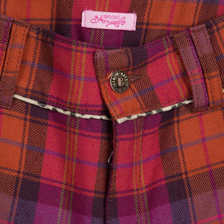 Pre Owned Roberto Cavalli Multicolor Checked Wool Trousers XS 