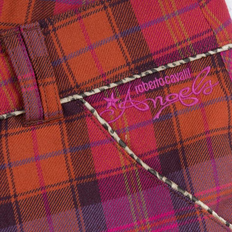 Pre Owned Roberto Cavalli Multicolor Checked Wool Trousers XS 