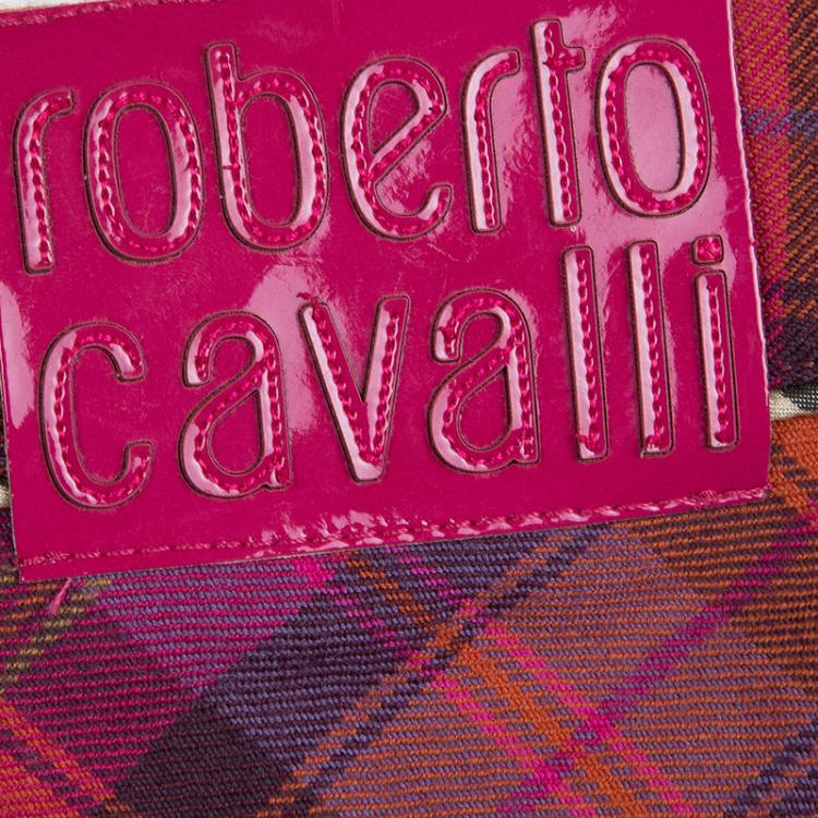 Pre Owned Roberto Cavalli Multicolor Checked Wool Trousers XS 