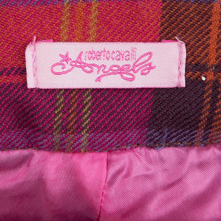 Pre Owned Roberto Cavalli Multicolor Checked Wool Trousers XS 
