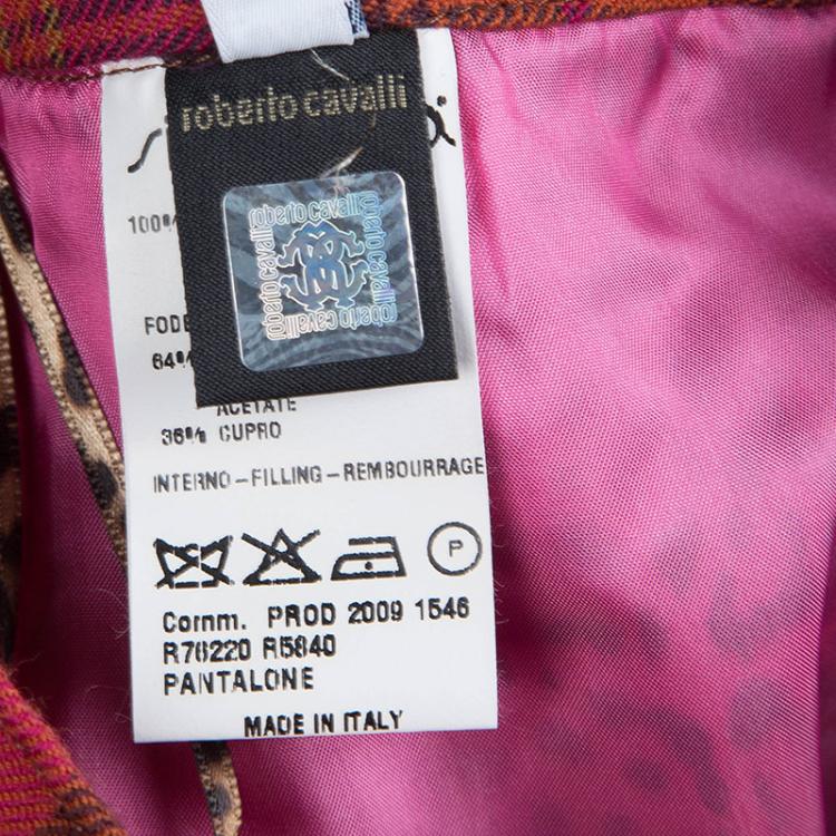 Pre Owned Roberto Cavalli Multicolor Checked Wool Trousers XS 