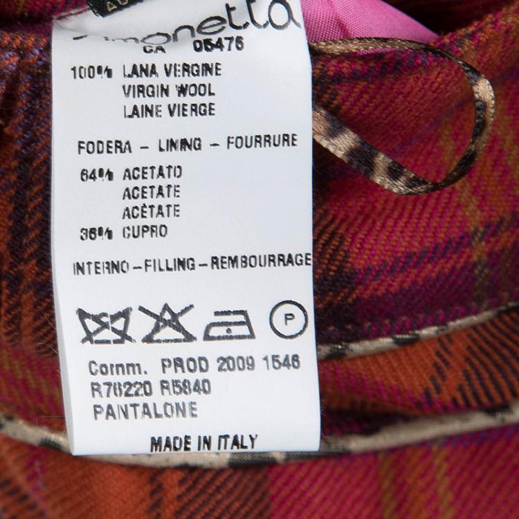 Pre Owned Roberto Cavalli Multicolor Checked Wool Trousers XS 