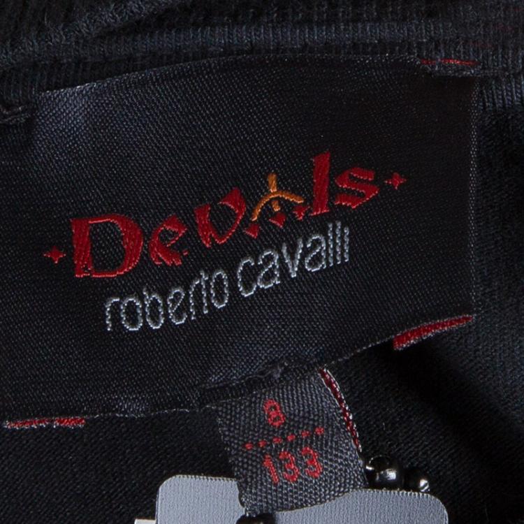 Pre Owned  Roberto Cavalli Devils Black Rubber Graphic Print Long Sleeve Tshirt 8 Yrs