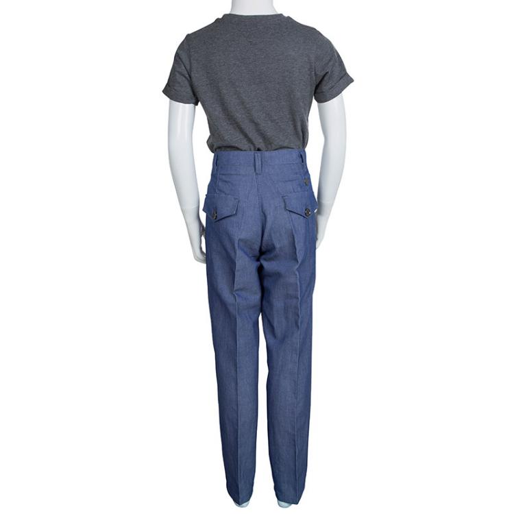 Pre Owned Roberto Cavalli Devils Indigo Chambray Pants 10 Yrs