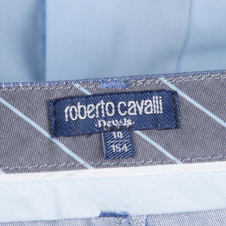 Pre Owned Roberto Cavalli Devils Indigo Chambray Pants 10 Yrs